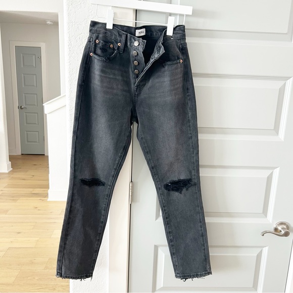 NWT Pistola Keaton Washed Black Distressed High Rise Slim Straight Jeans - Picture 3 of 6